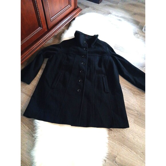 NWOT Ulla Popken Women's Size XXL Black Button-Up Wool Blend Mid-Length Pea Coat - Picture 5 of 9